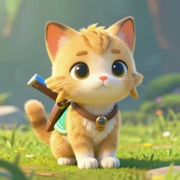 A cute kitten in Legend of Zelda Breath of the Wild, HQ, screenshot, trending on artstation