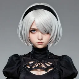 portrait of a lttle female character in hood inspired by 9 s nier automata, artwork by artgem lau, anna dittman, wlop and rossdraws, anatomically correct, smooth, clean detailed, sharped focus, symmetrical, perfect composition, illustration, extremely coherent, detailed face, arstation