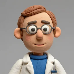 doctor emmett brown!!! clay! close detailed sculpted head , style: claymation puppet kids clay , by guldies