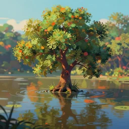 colourful murky nature with the tree in water, in the style of craola, shallow depth of field, highly detailed, digital painting, trending artstation, concept art, illustration, cinematic lighting, vibrant colors, photorealism, epic, octane render