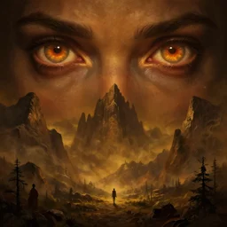 epic professional digital art of hungry eyes, ambient amber light, painted, mysterious, closeup cinematic mountain scene, eerie, mythic, detailed, intricate, grand, leesha hannigan, wayne haag, reyna rochin, ignacio fernandez rios, mark ryden, van herpen, artstation, cgsociety, epic, stunning, gorgeous, wow wow detail