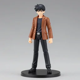 peter falk wearing brown jacket anime figurine, goodsmile, product photography