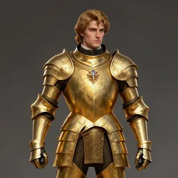Victorian man in golden armor, character art, artstation trending
