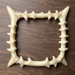 picture frame made of cat fangs
