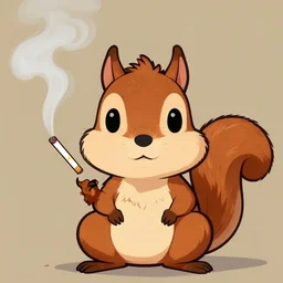cartoon squirrel smoking a cigarette, centered, face