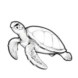 sea turtle, outlined, pop art, vector art