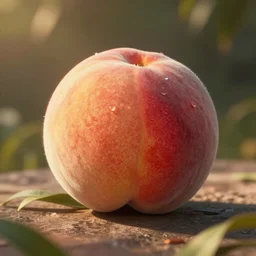 a peach in style of Rembrandt , 4k, ultra details, cinematic, epic style, beautiful photo, hyper realistic, octane render, unreal engine, award winning, on artstation, volumetric lightning, masterpiece, golden hour,