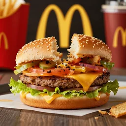mcdonalds hamburger smashed, commercial photography