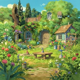 a creole garden from reunion island by studio ghibli, trending on artstation