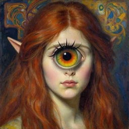 one-eyed semiork concept art. Extremely high detail, details, realistic, masterpiece, colorful, oil art by Arthur Rackham, Muzinabu, Johann Tischbein, Eugene de Blaas, Frederic Leighton, Harry Clarke
