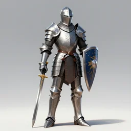 digital art of strong knight wearing plate armor, holding weapon and shield, standing upright, full body. evil, dark lord, spikes, red details, glowing eyes