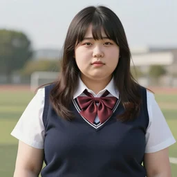 beautiful portrait of a fat japanese highschool girl, digital art, highly detailed