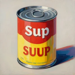 ornamented by hsiao - ron cheng, by filippino lippi rococopunk. in this painting, the artist has used a photo - realist style to depict a can of soup. the can is placed on a plain background, & the artist has used bright, primary colors to create a striking image. the painting is both realistic & abstract
