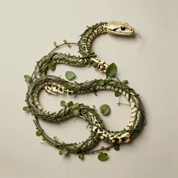 a snake skeleton with vines woven through it