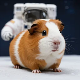 a realistic photography of a guinea pig in the apollo 11,8k