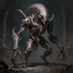 professional concept art of a family horrendous mechanical predatory fractal! species in a dark room by artgerm and greg rutkowski. an intricate, elegant, highly detailed digital painting, concept art, smooth, sharp focus, illustration, in the style of cam sykes.