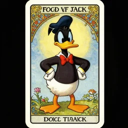epic professional digital art of the'fool tarot card with daffy duck ', painted, stunning, artistic, art nouveau, impressive, best on artstation, cgsociety, much wow, masterpiece