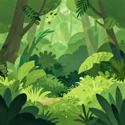 ( ( dot shaded ) ), editorial illustration habitat 6 7 lush overgrowth, foliage, ivy, flowers, trees, modern art deco, colorful, ( ( mads berg ) ), christopher balaskas, victo ngai, rich grainy texture, finely detailed, dynamic composition, wide angle, intricate, ( ( risograph ) ), cinematic, fog