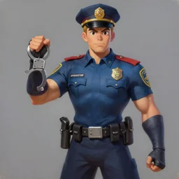 D.VA from Overwatch wearing a police uniform by Kim Jung Gi, holding handcuffs in one hand Blizzard Concept Art Studio Ghibli. oil paint. 4k. by brom.