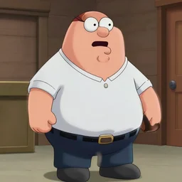 photo of Peter Griffin in real life, dynamic lighting, hyperrealism