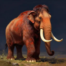 a hyperrealism portrait of a mammoth with very long legs vibrant color scheme, highly detailed, in the style of romanticism, cinematic, artstation, moebius, greg rutkowski