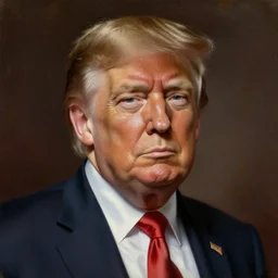 a portrait of Donald Trump, oil painting by Rembrandt van Rijn,