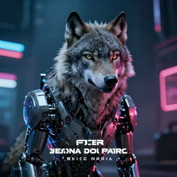 portrait of cyber wolf, machine, style of jurassic park, cyberpunk, android, robot, mechanical parts, editorial photography, neons, blade runner, futuristic style, realistic bokeh and depth of field, award winning, establishing shot