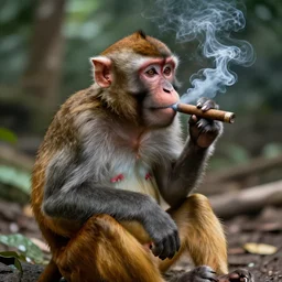 Monkey smoking a cigar, award-winning photo