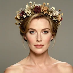 fine art photo of grace kelly, she has a crown of dried flowers, by oleg oprisco