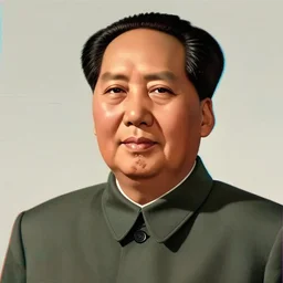 mao zedong self portrait, analog glitch art