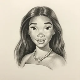 a beautiful pencil sketch portrait of disney's pocahontas