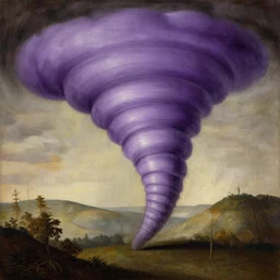 a painting of a purple tornado in the style of leonardo da vinci