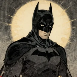 Batman as a ninja, japanese woodblock print