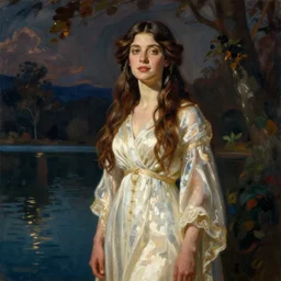 elisha cuthbert as the lady of the lake by william dyce and dante gabriel rossetti and william morris and william waterhouse