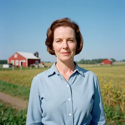 edith massey in a farm, kodachrome taken with contax g 1, vivid colours