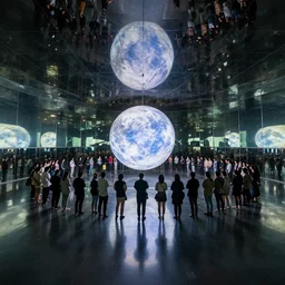 universe is a mirror in a mirror mirroring the universe in a large room with people in a circle