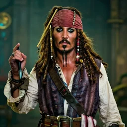 captain jack sparrow as terminator, highly detailed, photo realistic, cinematic atmosphere, 8 k, octane render, unreal engine