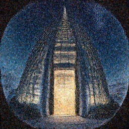 door entrance to a skyscraper at the top of a mountain, starry night, trending on artstation, pixiv, hyperdetailed Unreal Engine, by Nathan Dane Clarke, by Bruce Pennington, illustration, digital art, concept art, fish eye lens