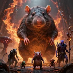 by artgerm and agostino arrivabene, visually stunning, cinematic, ultra realistic, hyper realism, 1 2 k, epic, octane render, unreal engine, vfx, maya, mortal coil, hellfire, giant rat, imp master, fungal enchanter, murloc tinyfin, dread infernal, wee whelp, voidwalker