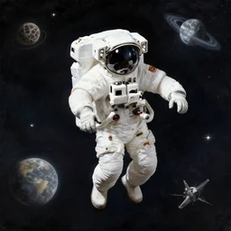An Astronaut floating in space in the style of an renaissance painting