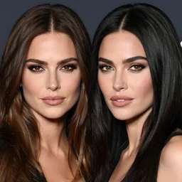high quality headshot photograph of a model that looks equally like carmen electra and like megan fox.