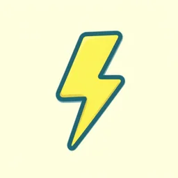 electric hazard lightning bolt, simplistic, cute, 4K HD, vector art, yellow cyan palette