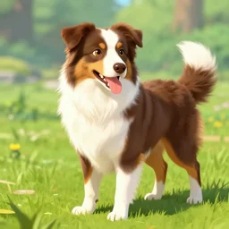 australian shepherd with mio in xenoblade chronicles