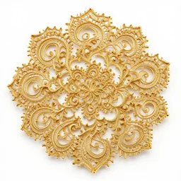 lace jewelry arranged in fractal 3 d patterns, made of gold, layers of intricate swirling fractals, blooming, photorealistic, octane render, effervescent, sacred geometry, pattern, realistic, epic and cinematic, 3 d, clear, sharp