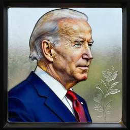 Biden depicted with stainglass art
