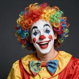 Portrait of a colorful happy joyful clown masterpiece