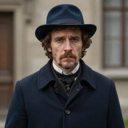 thirtysomething years old lee evans as a ( ( ( sad ) ) ), dreamy, quirky 1 9 th century, austrian postman. detailed soft focus natural lights, portrait by goya