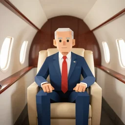 low poly joe biden sitting in his private jet