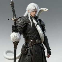a white - haired snake soldier, inspired by dark souls