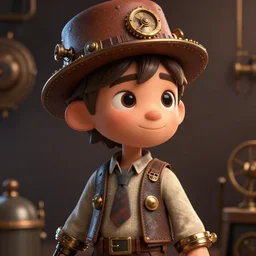 Lofi steampunk portrait Pixar style by Tristan Eaton Stanley Artgerm and Tom Bagshaw, high detail.